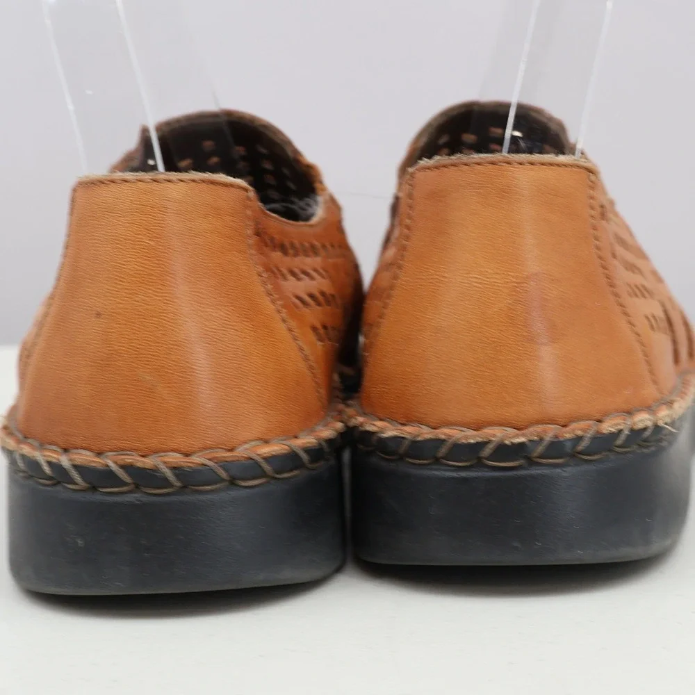 Rieker Antistress Loafers Women 42 Brown Leather Perforated Slip On Classic